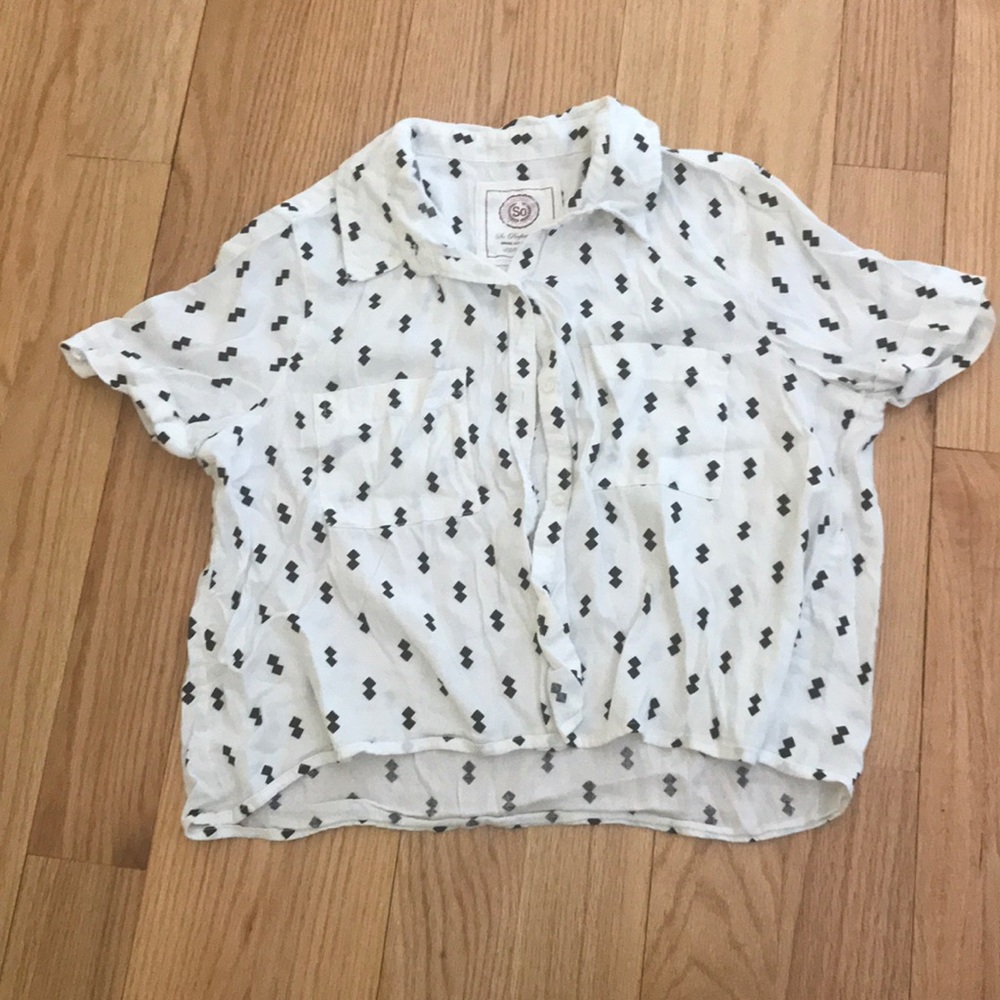 Printed Collard Crop Top